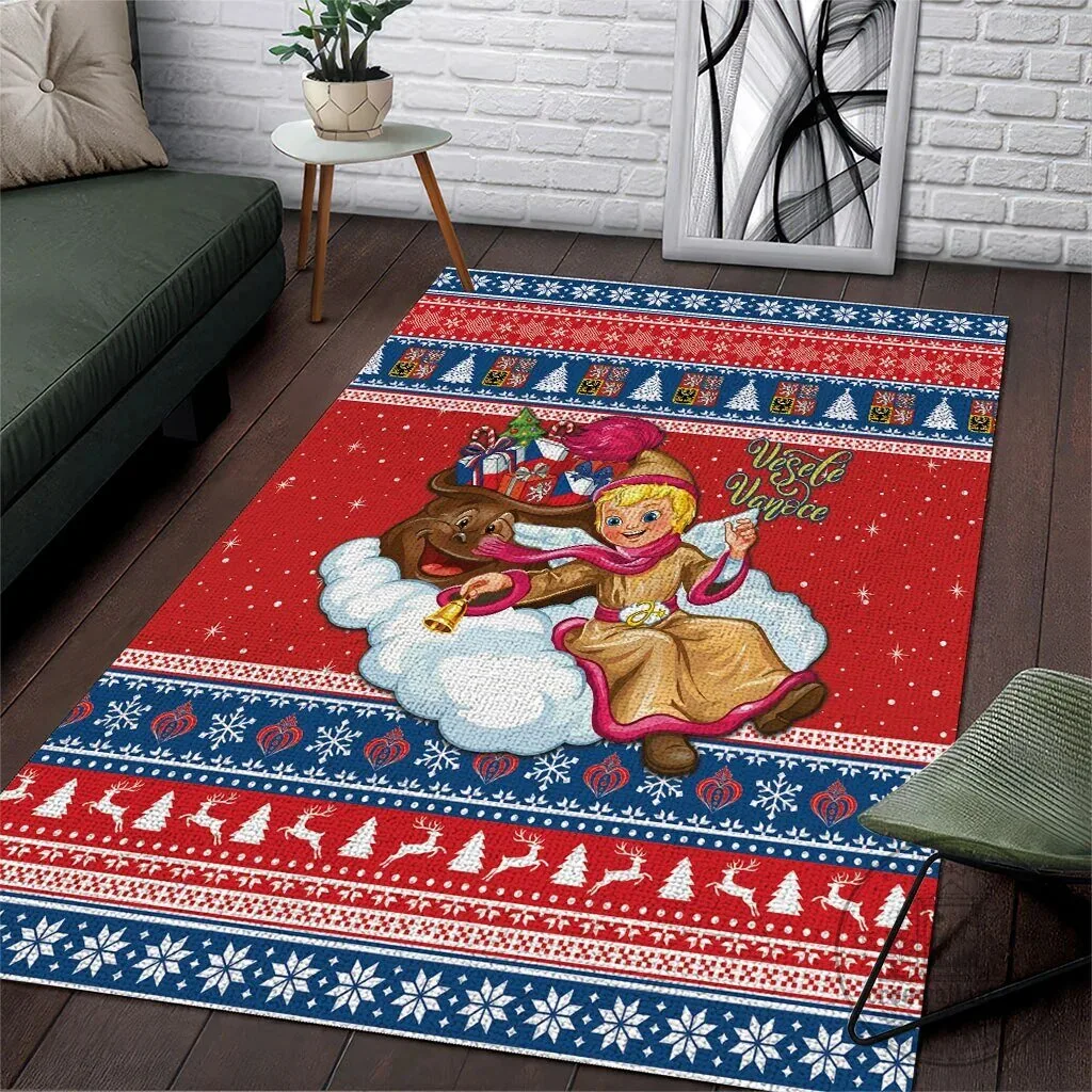 Czech Republic Christmas Jezisek Vesele Vanoce Holiday Area Rug