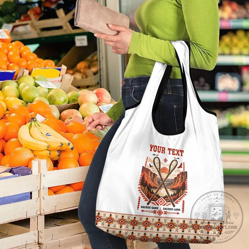 Personalized Chahta Yakni Stickball Heritage Native American Tribal Art Grocery Bag 10 Personalized Chahta Yakni Stickball Heritage Native American Tribal Art Grocery Bag