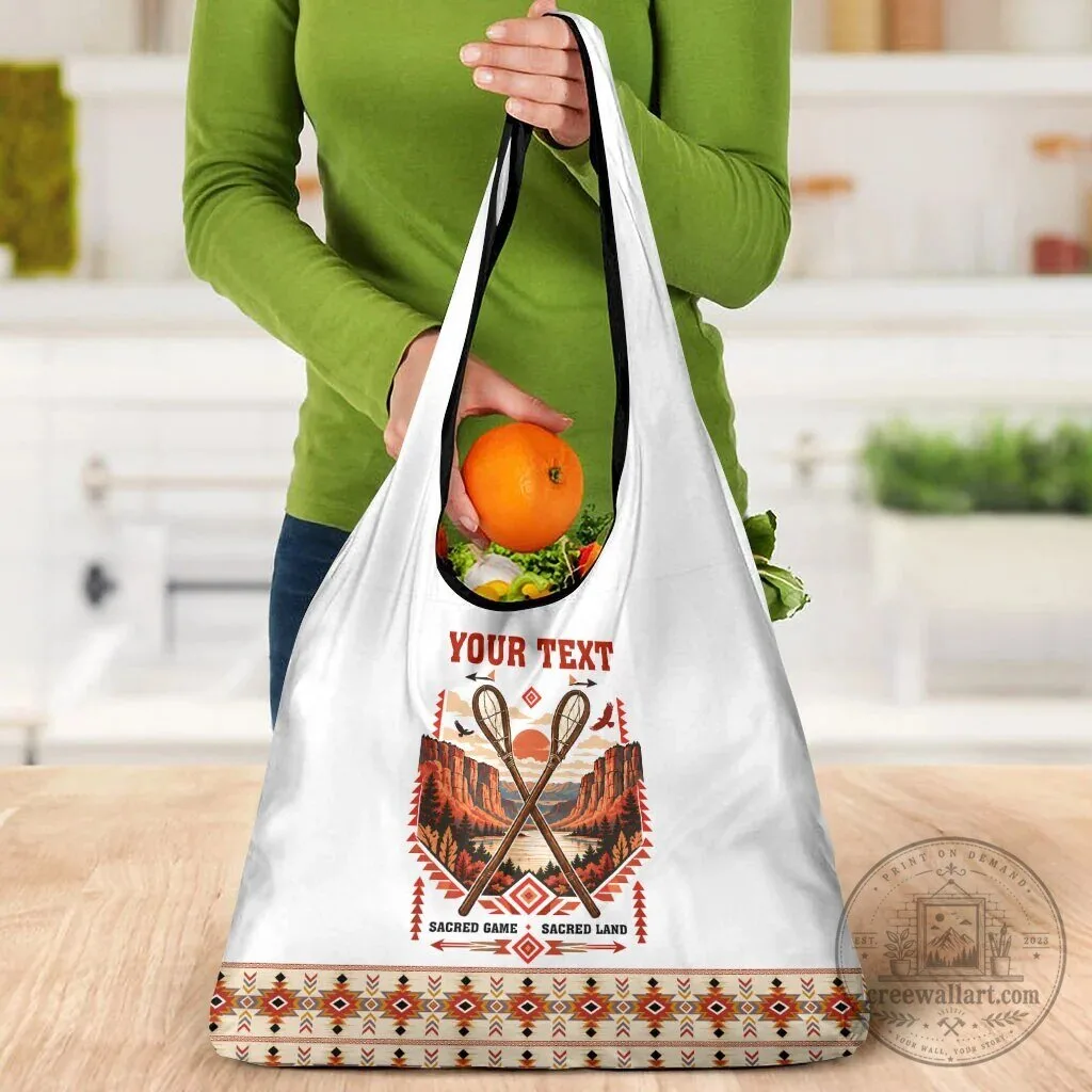 Personalized Chahta Yakni Stickball Heritage Native American Tribal Art Grocery Bag 11 Personalized Chahta Yakni Stickball Heritage Native American Tribal Art Grocery Bag