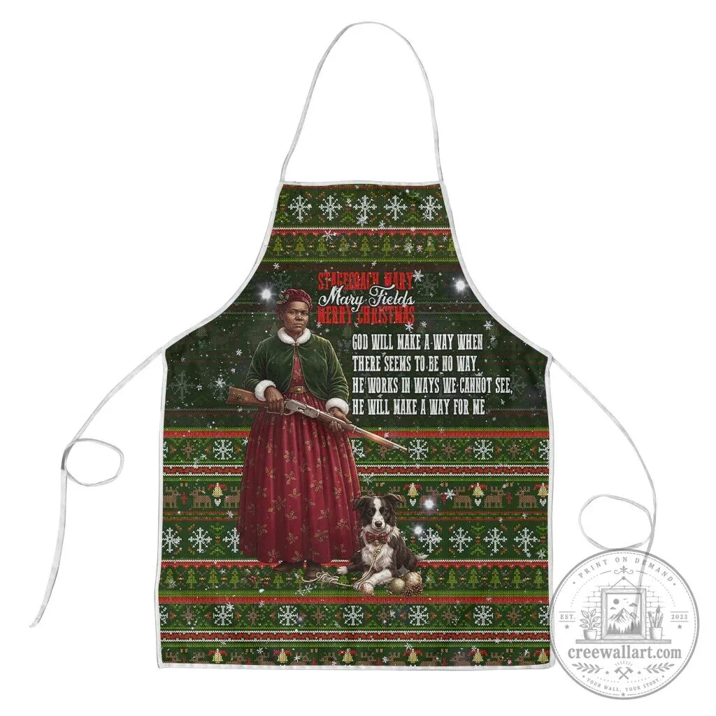 Stagecoach Mary Fields Christmas Holiday Ugly Sweater Style Kitchen Apron