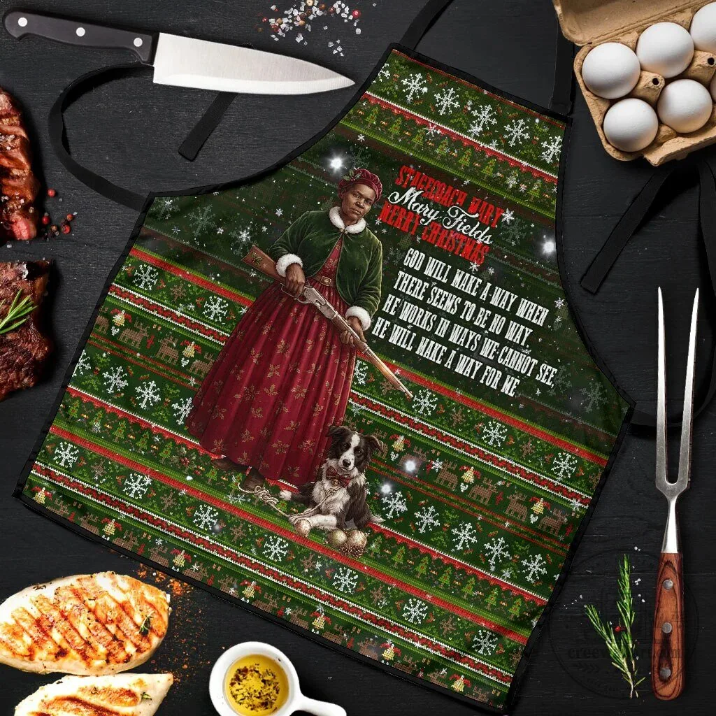 Stagecoach Mary Fields Christmas Holiday Ugly Sweater Style Kitchen Apron 6 Stagecoach Mary Fields Christmas Holiday Ugly Sweater Style Kitchen Apron