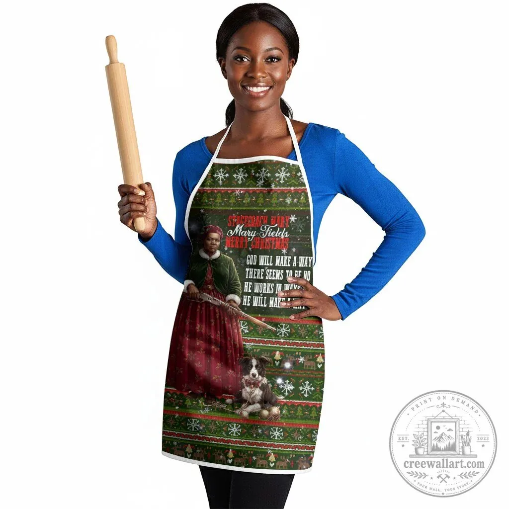 Stagecoach Mary Fields Christmas Holiday Ugly Sweater Style Kitchen Apron 7 Stagecoach Mary Fields Christmas Holiday Ugly Sweater Style Kitchen Apron