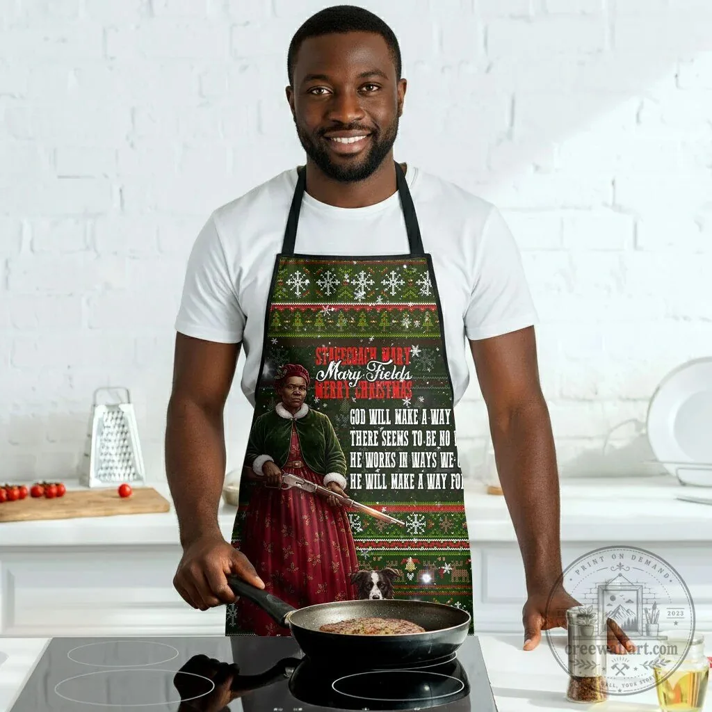 Stagecoach Mary Fields Christmas Holiday Ugly Sweater Style Kitchen Apron 8 Stagecoach Mary Fields Christmas Holiday Ugly Sweater Style Kitchen Apron