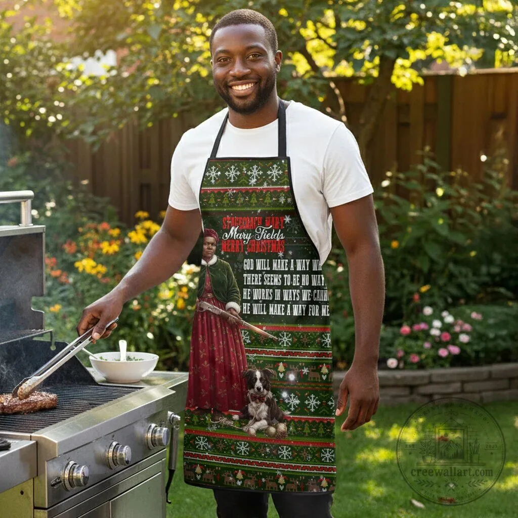 Stagecoach Mary Fields Christmas Holiday Ugly Sweater Style Kitchen Apron 9 Stagecoach Mary Fields Christmas Holiday Ugly Sweater Style Kitchen Apron