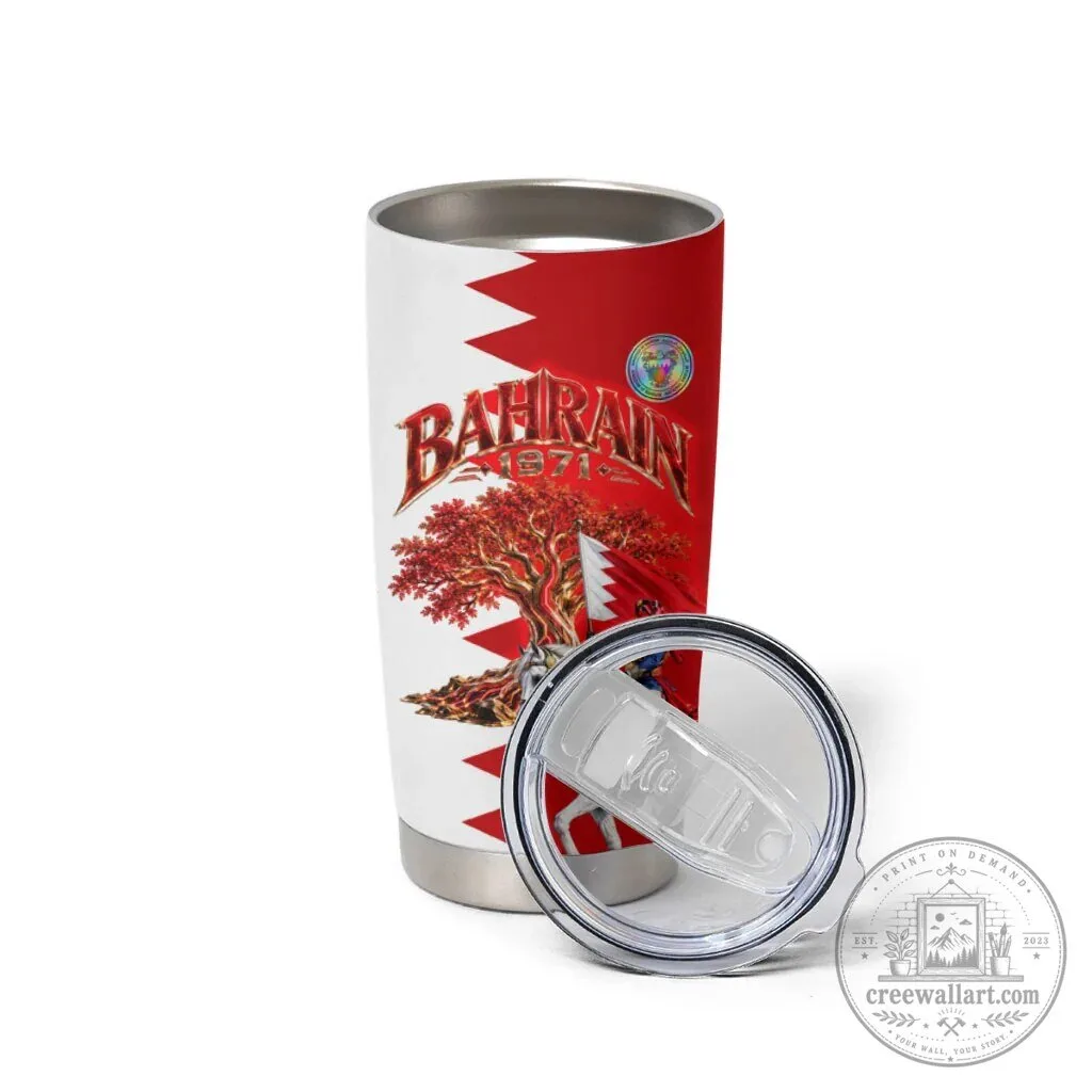 Bahrain National Day 1971 Cultural Emblem Flag Horse Knight Tumbler 6 Bahrain National Day 1971 Cultural Emblem Flag Horse Knight Tumbler