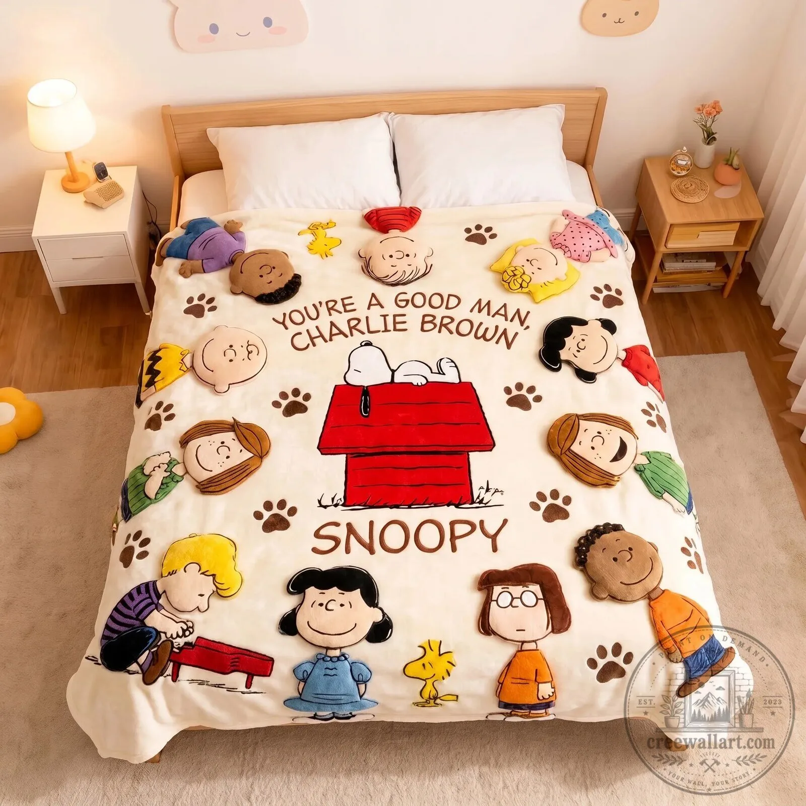 Snoopy and Friends You're a Good Man Charlie Brown Quilt Blanket