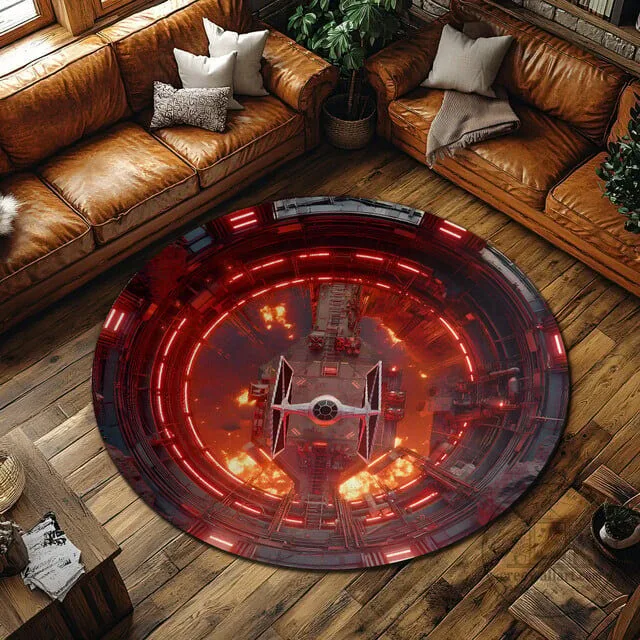 Star Wars Mustafar Imperial Base TIE Fighter Round Area Rug 4 Star Wars Mustafar Imperial Base TIE Fighter Round Area Rug