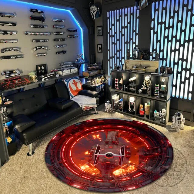 Star Wars Mustafar Imperial Base TIE Fighter Round Area Rug 5 Star Wars Mustafar Imperial Base TIE Fighter Round Area Rug