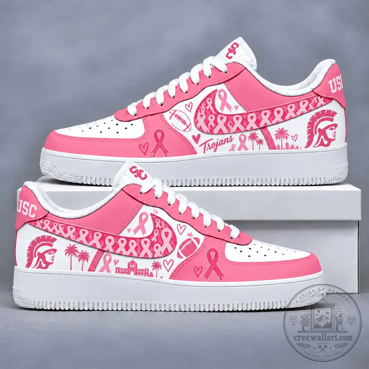 USC Trojans Breast Cancer Awareness Pink Ribbon Custom Shoes