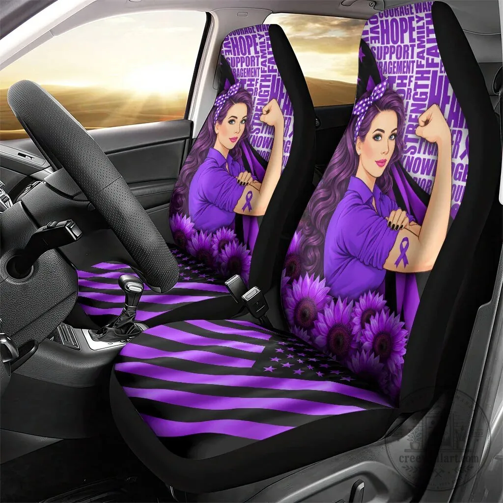 Domestic Violence Awareness Strong Woman Purple Ribbon Sunflower Car Seat Cover 6 Domestic Violence Awareness Strong Woman Purple Ribbon Sunflower Car Seat Cover