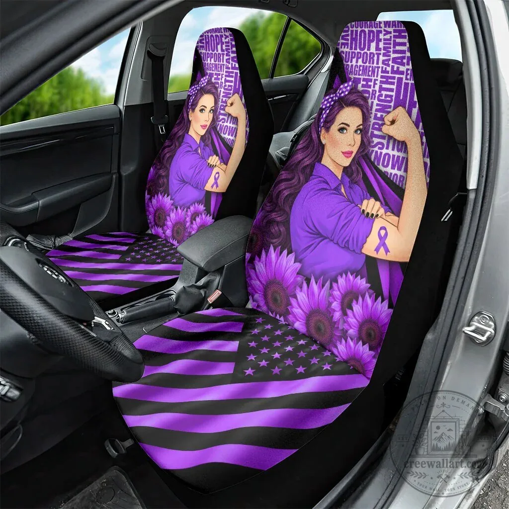 Domestic Violence Awareness Strong Woman Purple Ribbon Sunflower Car Seat Cover 7 Domestic Violence Awareness Strong Woman Purple Ribbon Sunflower Car Seat Cover